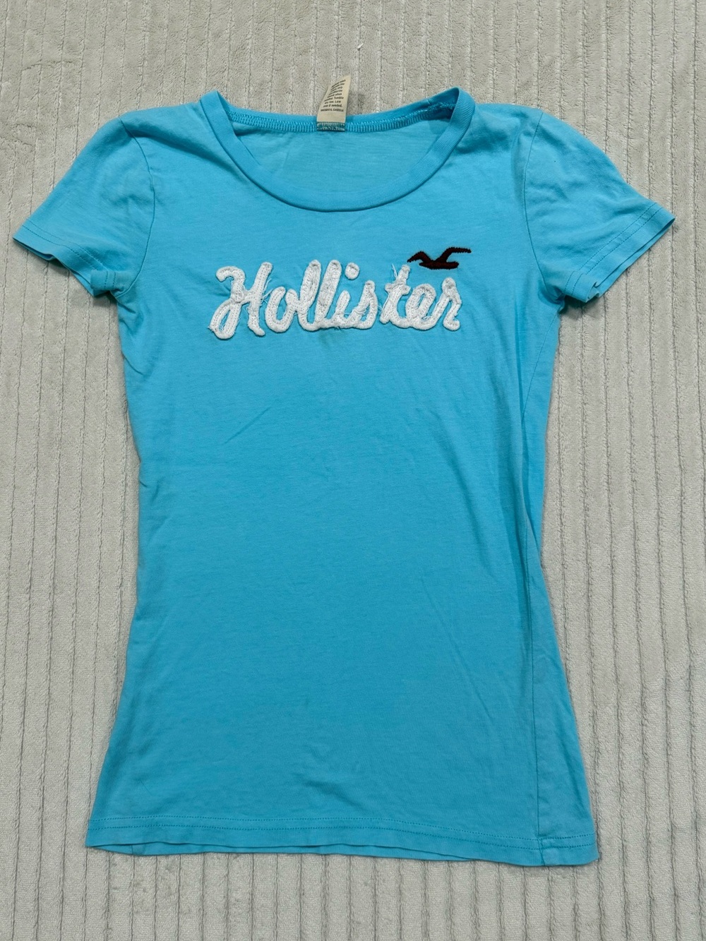 Hollister Bright Aqua Logo Short Sleeve Tee size Small